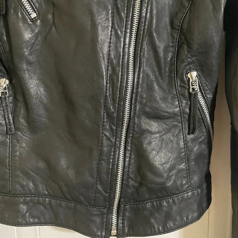 Bod & Christensen Black Leather Biker Jacket - Picture 9 of 12